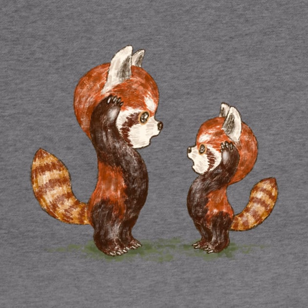 Red pandas facing each other by sanogawa